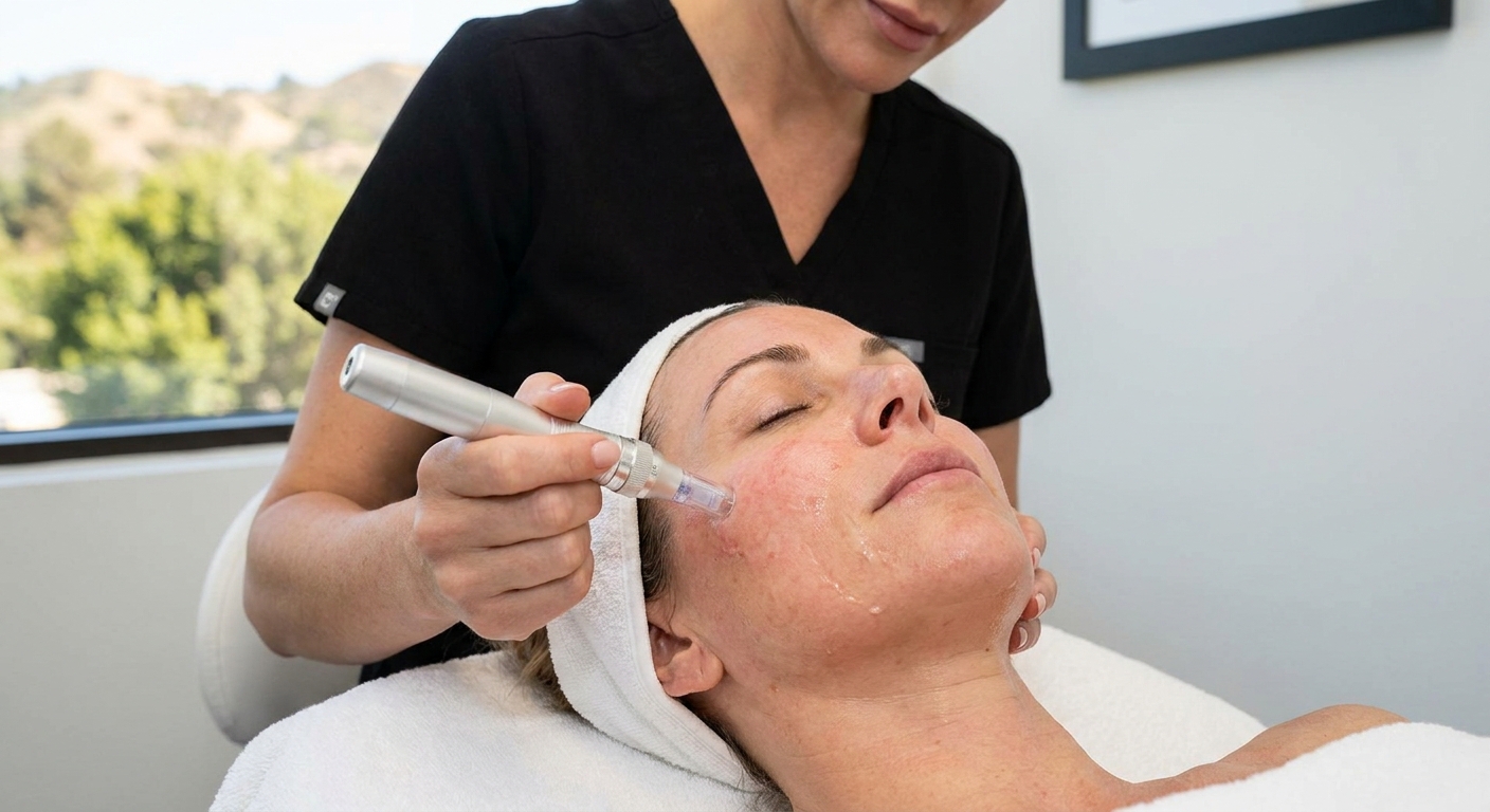Microneedling treatment for improving uneven skin texture in Woodland Hills